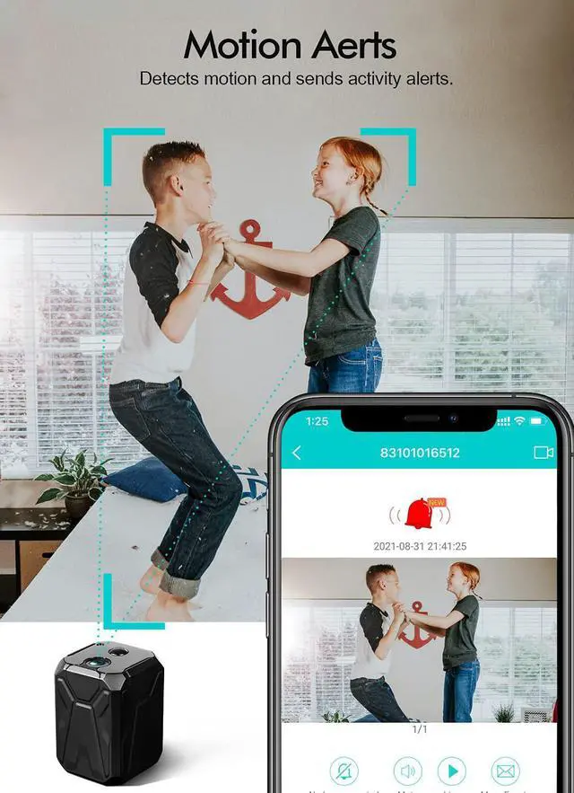 Alt view image 4 of 7 - Security Camera 4K Wireless Hidden, 100 Days Standby Mini Spy Camera, Small WiFi Nanny Camera for Home Indoor with Live Feed, Motion Detection Alerts, IR Night Vision, Tiny Secret Cam AREBI 8C Pro
