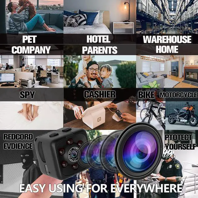 Alt view image 3 of 7 - Hidden Spy Camera Mini Wireless Small 1080P Security Camera Camaras Espias Ocultas Motion Activated Detection Night Vision Small Indoor Outdoor Nanny Cam for Cars Home Apartment Gift Exclude SD Card