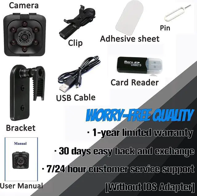 Alt view image 6 of 7 - Hidden Spy Camera Mini Wireless Small 1080P Security Camera Camaras Espias Ocultas Motion Activated Detection Night Vision Small Indoor Outdoor Nanny Cam for Cars Home Apartment Gift Exclude SD Card