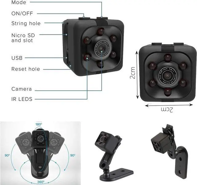Alt view image 7 of 7 - Hidden Spy Camera Mini Wireless Small 1080P Security Camera Camaras Espias Ocultas Motion Activated Detection Night Vision Small Indoor Outdoor Nanny Cam for Cars Home Apartment Gift Exclude SD Card