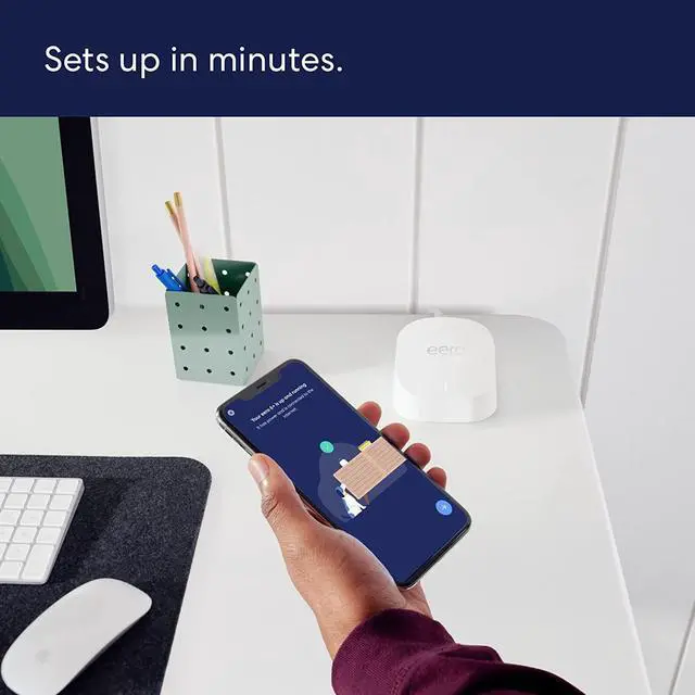 Alt view image 6 of 7 - eero 6+ mesh Wi-Fi router | 1.0 Gbps Ethernet | Coverage up to 1,500 sq. ft. | Connect 75+ devices | 1-Pack | 2022 release