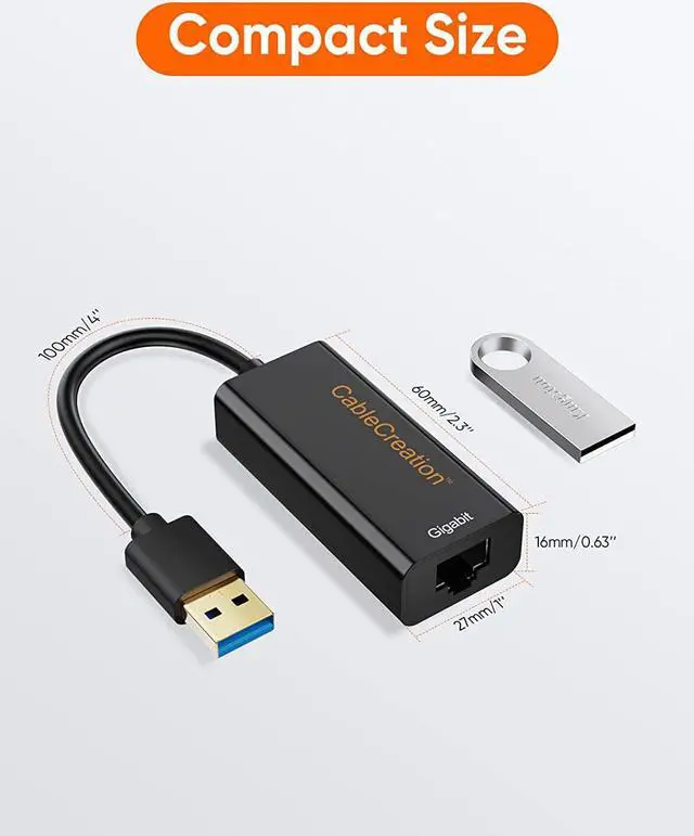 Alt view image 6 of 7 - CableCreation USB to Ethernet Adapter, USB 3.0 to 10/100/1000 Gigabit Wired LAN Network Adapter Compatible with Nintendo Switch, Windows, MacBook, macOS, Mac Pro Mini, Laptop, PC-10PACK