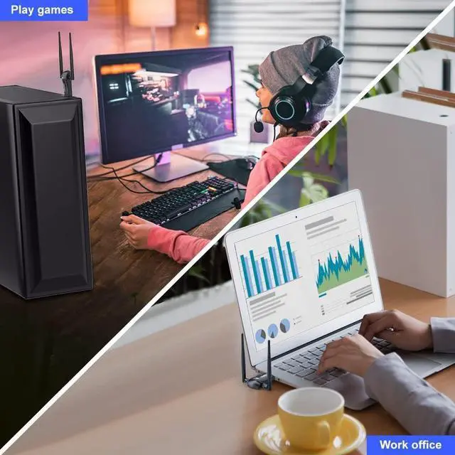 Alt view image 5 of 7 - USB WiFi Adapter AC1200 - High Gain Dual Antenna 802.11ac/a/b/g/n for Windows, Mac - Dual Band 2.4GHz/300Mbps 5GHz/867Mbps