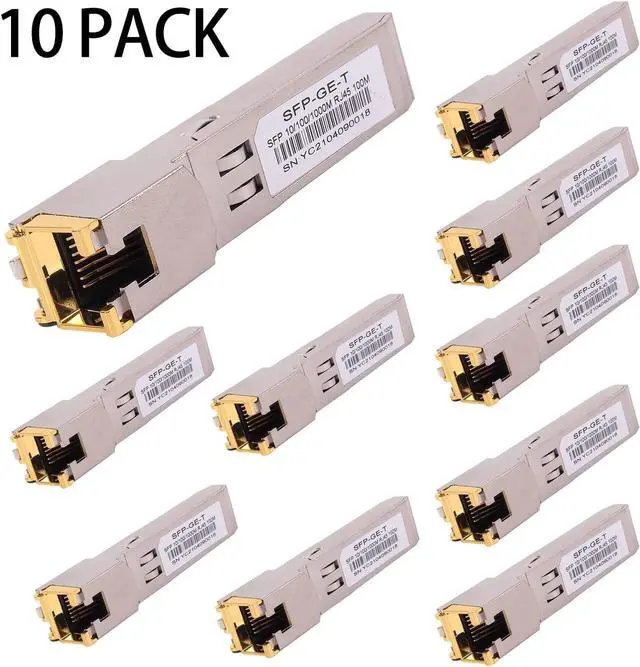Alt view image 2 of 7 - 10PCS 1000BASE-T Gigabit SFP to RJ45 Copper Ethernet Modular Transceiver for ,Meraki,Ubiquiti,D/TP Link,Supermicro,Netgear,Broadcom, 1.25G SFP-T CAT5E/CAT6 up to 100m Mikrotik S-RJ01