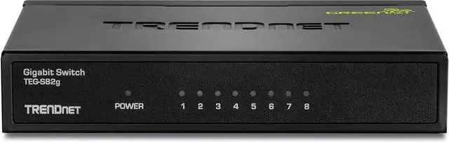 Alt view image 5 of 7 - TRENDnet 8-Port Gigabit GREENnet Switch, Ethernet Network Switch, 8 x 10-100-1000 Mbps Gigabit Ethernet Ports, 16 Gbps Switching Capacity, Metal, Lifetime Protection, Black, TEG-S82G