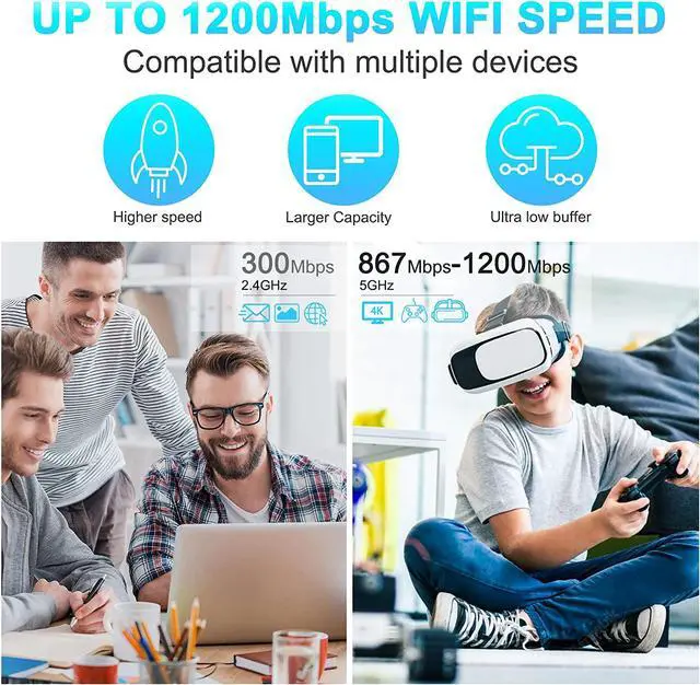Alt view image 4 of 7 - WiFi Extender 1200Mbps, WiFi Range Extender Signal Booster up to 8000sq.ft, WiFi Extenders Signal Booster for Home, WiFi Amplifier WiFi Range Extender, Wireless Internet Repeater, 1-Tap Setup