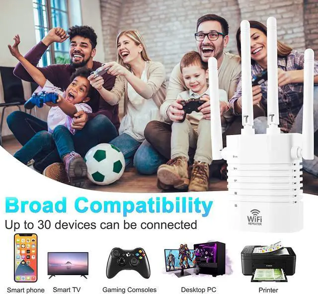 Alt view image 6 of 7 - WiFi Extender 1200Mbps, WiFi Range Extender Signal Booster up to 8000sq.ft, WiFi Extenders Signal Booster for Home, WiFi Amplifier WiFi Range Extender, Wireless Internet Repeater, 1-Tap Setup