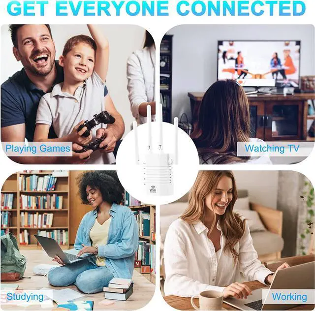 Alt view image 7 of 7 - WiFi Extender 1200Mbps, WiFi Range Extender Signal Booster up to 8000sq.ft, WiFi Extenders Signal Booster for Home, WiFi Amplifier WiFi Range Extender, Wireless Internet Repeater, 1-Tap Setup