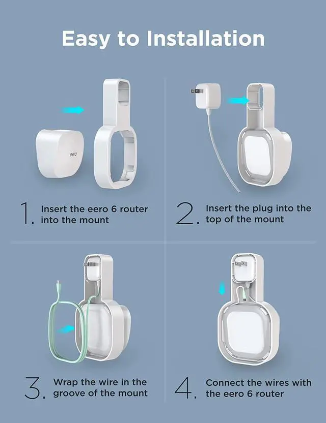 Alt view image 3 of 7 - Wall Mount Holder for eero 6(NOT for eero 6+), Router Mesh Wi-Fi System, Stand Bracket for eero 6 Extender, The Simplest Outlet Wall Mount Holder No Messy Wires Space Saving White(3 Pack)