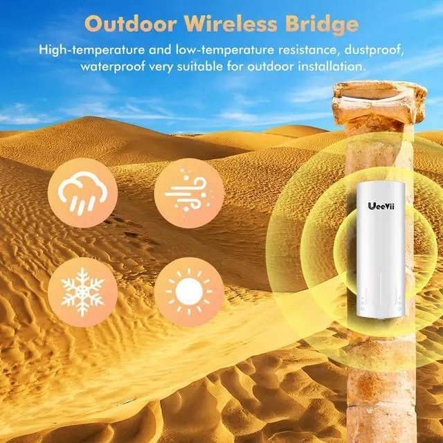 Alt view image 6 of 7 - Wireless Bridge Point to Point Outdoor: UeeVii CPE450 5.8G 3Km Long Range Wi-Fi Bridge for Extend Network to Barn and Surveillance Range - Work with Starlink, 14dBi MIMO Antenna,48V POE Powered, 2pcs