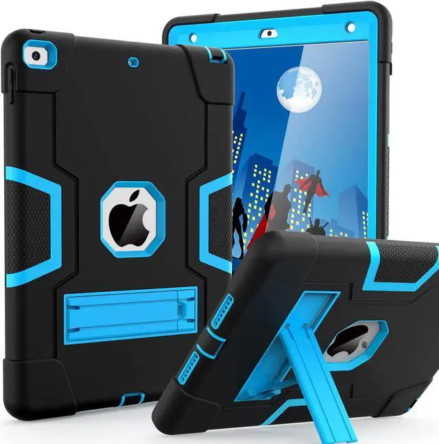 Main image of Cantis Case for ipad 9th Generation/ 8th Generation/ 7th Generation Slim Heavy Duty Shockproof Rugged Protective Case with Built-in Stand for iPad 10.2 inch 2021/2020/2019 Black+Blue