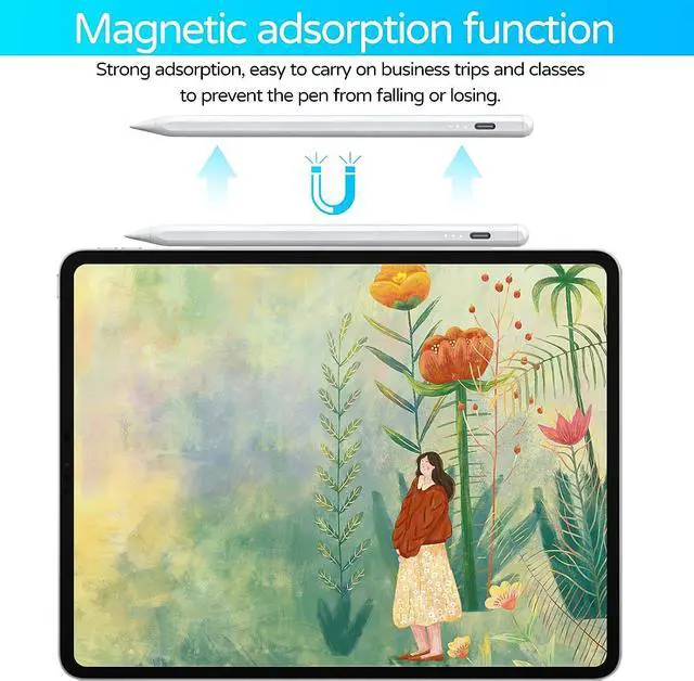 Alt view image 7 of 7 - Stylus Pen for Apple iPad Pro/Air(2018-2022), 5 Minuts Get This Stylus Pencil for iPad Full Charged, A Substitute for Your Apple Pencil, with Tilt Bold Function, Palm Rejection & Magnetic Attach