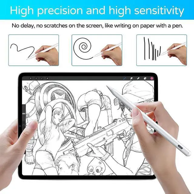 Alt view image 4 of 7 - Stylus Pen for Apple iPad Pro/Air(2018-2022), 5 Minuts Get This Stylus Pencil for iPad Full Charged, A Substitute for Your Apple Pencil, with Tilt Bold Function, Palm Rejection & Magnetic Attach