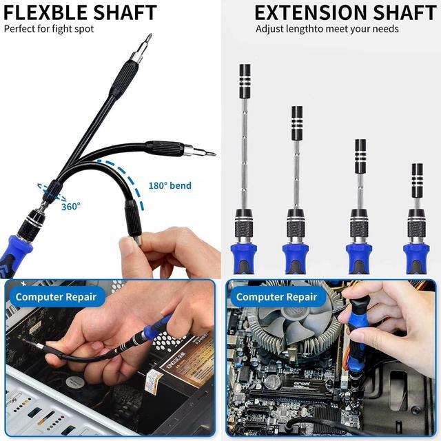 Alt view image 3 of 7 - Precision Screwdriver Set Unamela 139 in 1 Computer Repair Tool Kit Magnetic Screwdriver Kit with 120 Bits Compatible for PC Building Laptop MacBook Tablet iPhone PS4 Xbox Game Console