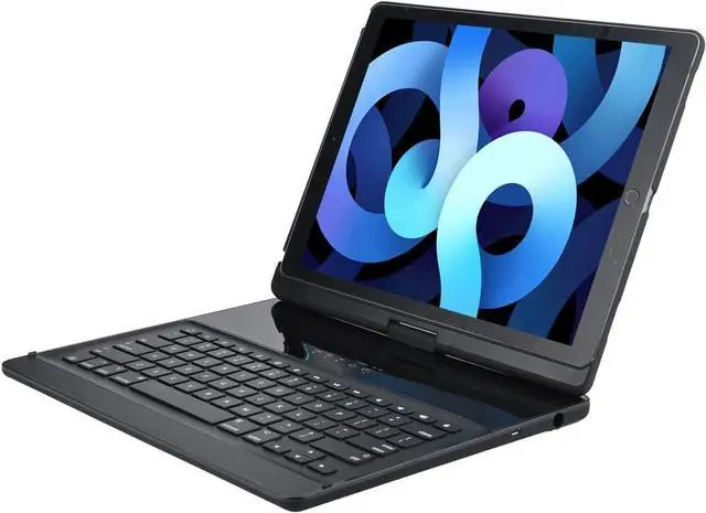 Alt view image 7 of 7 - iPad pro 12.9 case with Keyboard 2017 2nd 2015 1st Generation, 360 Rotatable Wireless Folio 180 Swivel Stand Hard Cover Auto Sleep Wake up