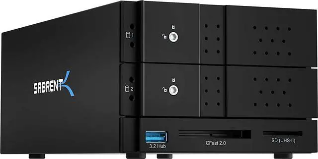 Main image of Sabrent USB 3.2 4-Bay 3.5" SATA Hard Drive Tray-Less Docking Station (DS-2BCR) (2-Bay USB C + RAID)