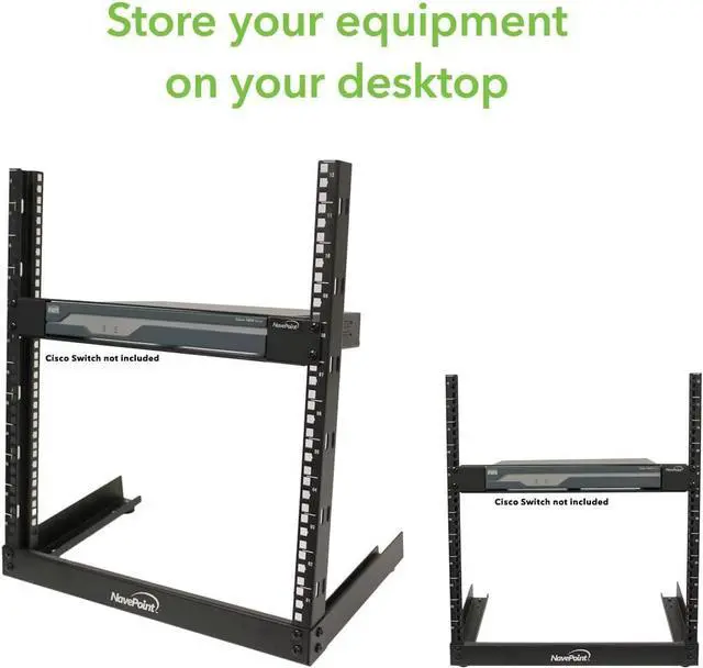 Alt view image 5 of 6 - NavePoint 12U 19 Inch Desktop Open Frame 2 Post Server Desk Rack Free Standing W/Hardware