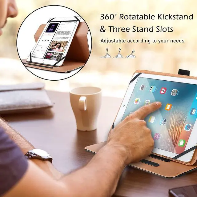 Alt view image 4 of 7 - 9-10.1 Inch Universal Tablet Case Protective Cover Stand Folio Case for 9 10 10.1 Inch Android Touchscreen Tablet with 360 Degree Rotatable Kickstand and Multiple Viewing Angles -Black