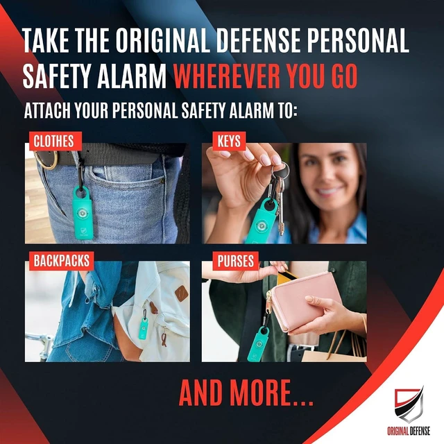Alt view image 5 of 7 - Original Defense® Siren Self-Defense Alarm - 130 dB Keychain Alarm with LED Strobe Light for Women, Children, and Elderly - Police Recommended - (Mint, 1 Count)