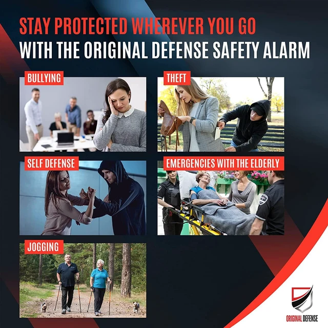 Alt view image 6 of 7 - Original Defense® Siren Self-Defense Alarm - 130 dB Keychain Alarm with LED Strobe Light for Women, Children, and Elderly - Police Recommended - (Black, 1 Count)