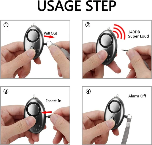 Alt view image 4 of 7 - Personal Alarm for Women, 10Pcs 140dB Self Defense Keychain LED Light