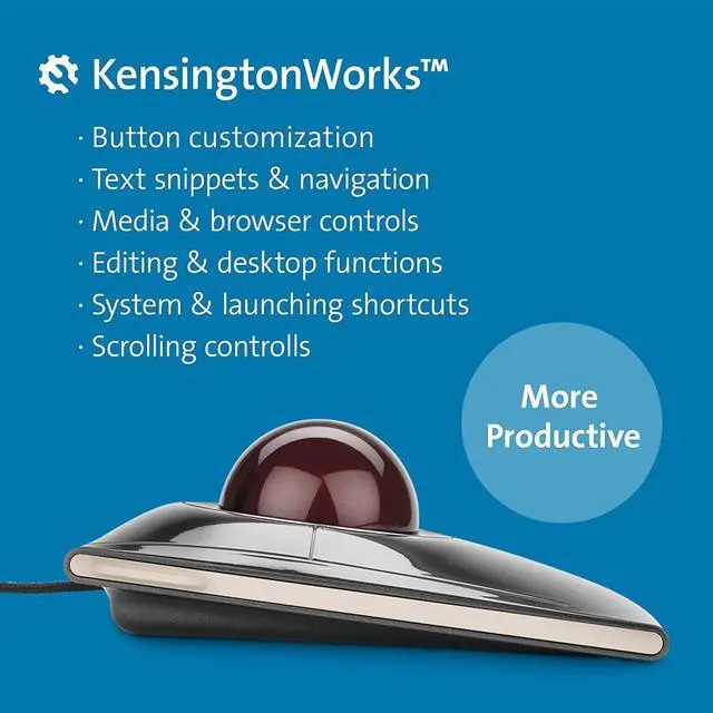 Alt view image 4 of 7 - Kensington Wired SlimBlade Trackball Mouse (K72327U), Black ErgoSoft Wrist Rest for Slim Mouse/Trackpad, Black (K52803WW)