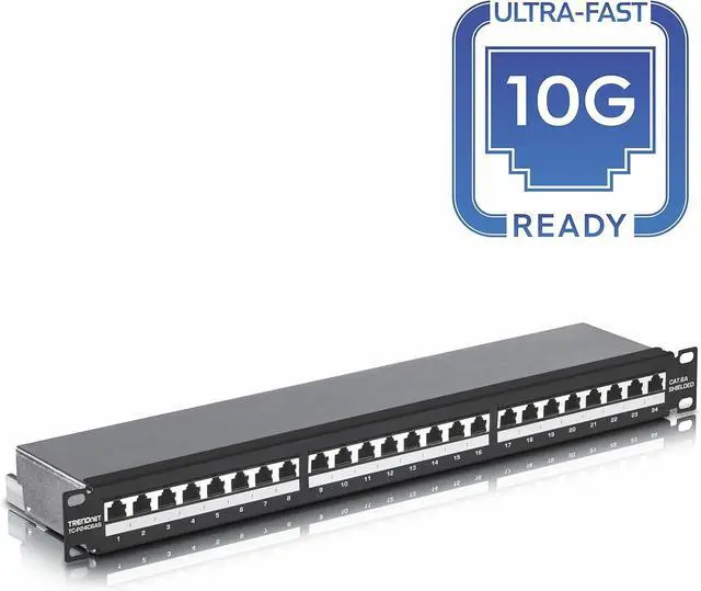 Alt view image 4 of 14 - TRENDnet TC-P24C6AS 24-port Cat6A Shielded 1U Patch Panel, 1000BASE-T / 10GBASE-T Support, compatible with cat5e, cat6, cat6a, 110 or Krone type