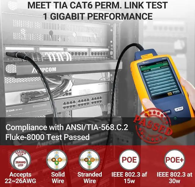 Alt view image 5 of 6 - AMPCOM Supreme Series CAT6 48 Ports Patch Panel, Rack Mount - 2U, 19 inch, RJ45 Ethernet 568A 568B, 50u Gold Plated, with Rear Cable Management Bar
