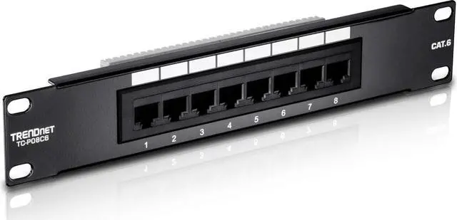 Alt view image 5 of 7 - TRENDnet 8-Port Cat6 Unshielded Patch Panel, TC-P08C6, Rackmount, 10 Inch Wide, 8 x Gigabit RJ-45 Ethernet Ports, Pre-numbered Ports, 250 Mhz Connection, Color Coded Labeling, 110 IDC Terminal Blocks