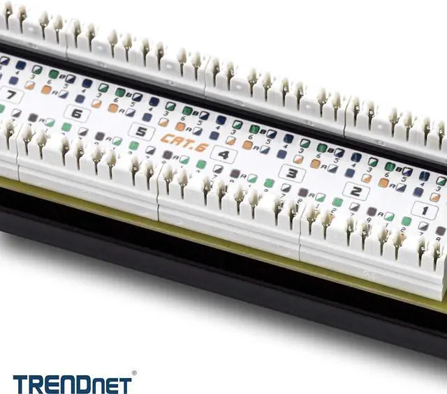 Alt view image 4 of 7 - TRENDnet 8-Port Cat6 Unshielded Patch Panel, TC-P08C6, Rackmount, 10 Inch Wide, 8 x Gigabit RJ-45 Ethernet Ports, Pre-numbered Ports, 250 Mhz Connection, Color Coded Labeling, 110 IDC Terminal Blocks