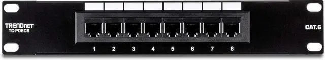 Alt view image 7 of 7 - TRENDnet 8-Port Cat6 Unshielded Patch Panel, TC-P08C6, Rackmount, 10 Inch Wide, 8 x Gigabit RJ-45 Ethernet Ports, Pre-numbered Ports, 250 Mhz Connection, Color Coded Labeling, 110 IDC Terminal Blocks