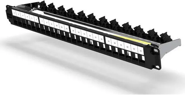 Alt view image 7 of 7 - AMPCOM 24 Ports 1U Blank Keystone Patch Panel, 19 inch Rack or Wall Mount with Rear Cable Management Panel for Ethernet CAT5e/CAT6/CAT7, USB, HDMI