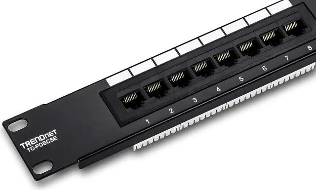 Alt view image 7 of 7 - TRENDnet 8 Port Cat5/5e Unshielded Patch Panel,TC-P08C5E,Wallmount or Rackmount,10 Inch Wide, 8 x Gigabit RJ-45 Ethernet Ports,100 Mhz Connection, Color Coded Labeling,110 IDC Terminal Blocks,Black