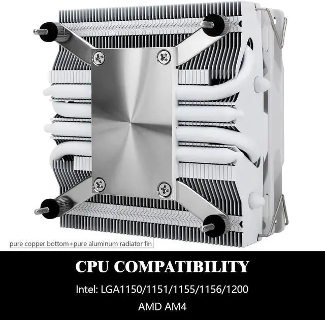 Alt view image 3 of 7 - Thermalright AXP90-X47 White Low Profile CPU Air Cooler with Quite 90mm TL-9015W Low Profile PWM Fan, 4 Heat Pipes, 47mm Height, AMD AM4/Intel LGA 1700/1150/1151/1155/1156/1200, White Coated Heatsink