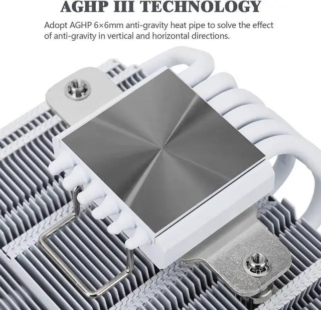 Alt view image 2 of 7 - AXP120-X67 White ARGB Low Profile CPU Air Cooler with Quite 120mm TL-C12015W-S PWM Fan, 6 Heat Pipes, 67mm Height, for AMD AM4/Intel LGA 1700/1150/1151/1200/2011/2066/1851