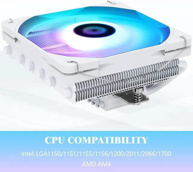 Alt view image 3 of 7 - AXP120-X67 White ARGB Low Profile CPU Air Cooler with Quite 120mm TL-C12015W-S PWM Fan, 6 Heat Pipes, 67mm Height, for AMD AM4/Intel LGA 1700/1150/1151/1200/2011/2066/1851