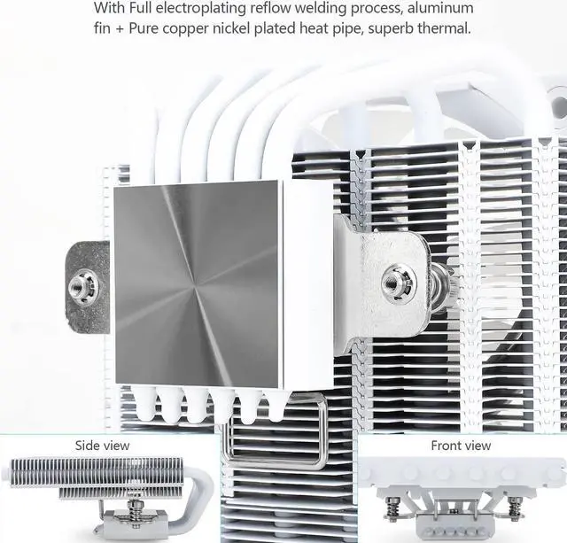 Alt view image 4 of 7 - AXP120-X67 White ARGB Low Profile CPU Air Cooler with Quite 120mm TL-C12015W-S PWM Fan, 6 Heat Pipes, 67mm Height, for AMD AM4/Intel LGA 1700/1150/1151/1200/2011/2066/1851