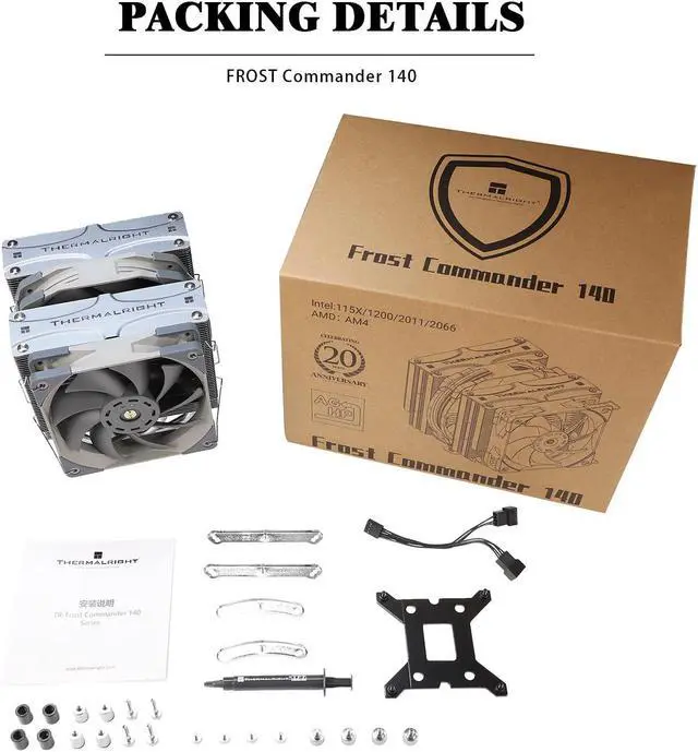 Alt view image 6 of 6 - Thermalright FC140 CPU Air Cooler, 5 Heat Pipes, TL-C12 PRO-G and TL-D14X PWM Fan, Aluminium Heatsink Cover, AGHP Technology, for AMD AM4/Intel LGA 1150/1151/1155/1156/1200/2011/2066/1700