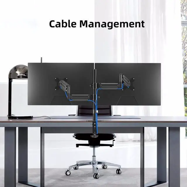 Alt view image 5 of 7 - Pholiten Dual Monitor Stand, Monitor Mounts for 2 Monitors, Double Monitor Stand for Desk, Monitor Stands for 2 Monitors, Dual Gas Spring Monitor Arm ,Dual Monitor Desk Mount for 13- 32 Inch Screens.