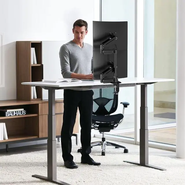 Alt view image 7 of 7 - Pholiten Dual Monitor Stand, Monitor Mounts for 2 Monitors, Double Monitor Stand for Desk, Monitor Stands for 2 Monitors, Dual Gas Spring Monitor Arm ,Dual Monitor Desk Mount for 13- 32 Inch Screens.