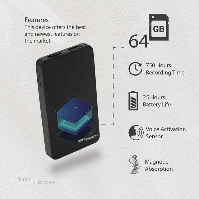 Alt view image 2 of 7 - 64GB Digital Voice Recorder, Voice Activated Recorder with 750 Hours Recording Storage, 25 Hours Long-Lasting Battery, Elegant Case, Recorder for Work Lecture Meeting Interview