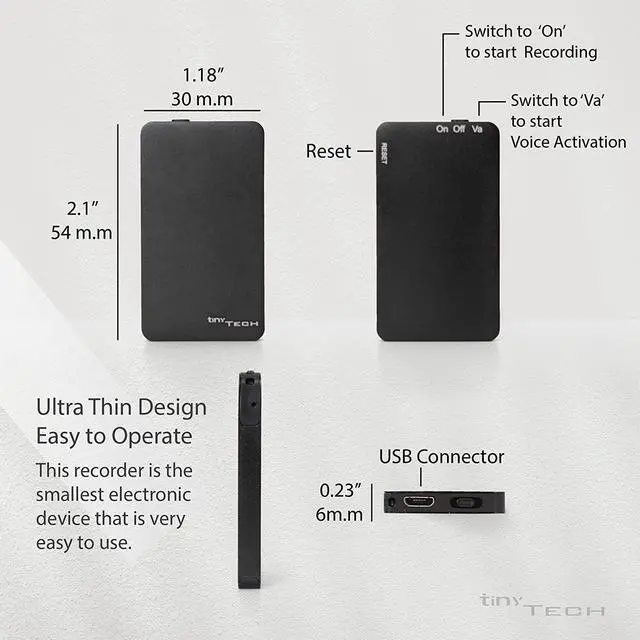 Alt view image 3 of 7 - 64GB Digital Voice Recorder, Voice Activated Recorder with 750 Hours Recording Storage, 25 Hours Long-Lasting Battery, Elegant Case, Recorder for Work Lecture Meeting Interview