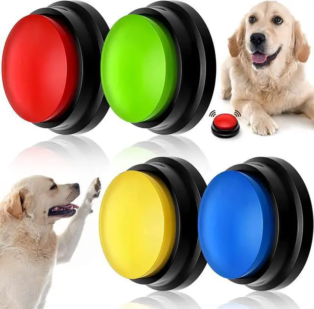 Main image of Voice Recording Button Dog Buttons for Communication Recordable Dog Talking Buttons Set Dog Voice Command Buttons 30 Second Record and Playback for Dog Cats Pet Training Buzzer 4 Packs (Classic Color)