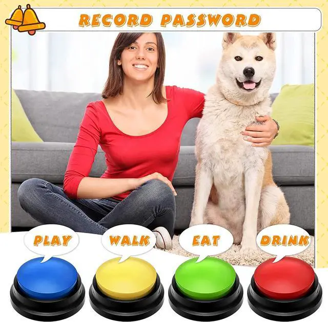 Alt view image 4 of 6 - Voice Recording Button Dog Buttons for Communication Recordable Dog Talking Buttons Set Dog Voice Command Buttons 30 Second Record and Playback for Dog Cats Pet Training Buzzer 4 Packs (Classic Color)
