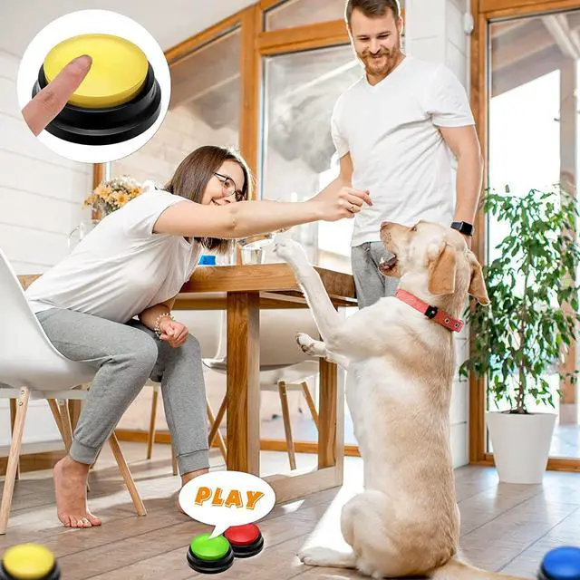 Alt view image 6 of 6 - Voice Recording Button Dog Buttons for Communication Recordable Dog Talking Buttons Set Dog Voice Command Buttons 30 Second Record and Playback for Dog Cats Pet Training Buzzer 4 Packs (Classic Color)