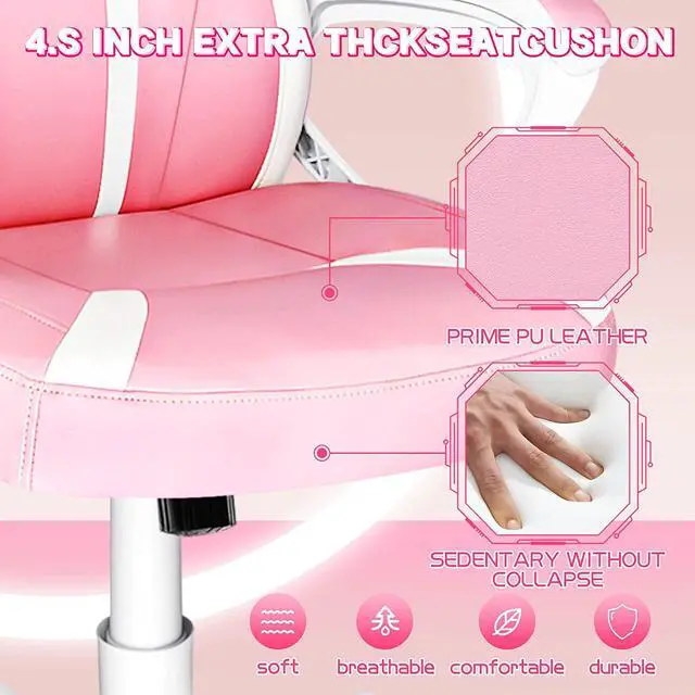 Alt view image 6 of 7 - JOYFLY Pink Gaming Chair, Computer Gaming Chair for Adults Teens Kids Gamer Chair Video Game Chairs, Silla Gamer Ergonomic PC Office Chair with Lumbar SupportPink