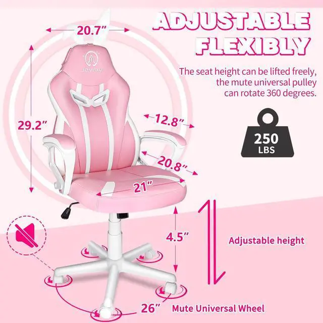 Alt view image 3 of 7 - JOYFLY Pink Gaming Chair, Computer Gaming Chair for Adults Teens Kids Gamer Chair Video Game Chairs, Silla Gamer Ergonomic PC Office Chair with Lumbar SupportPink