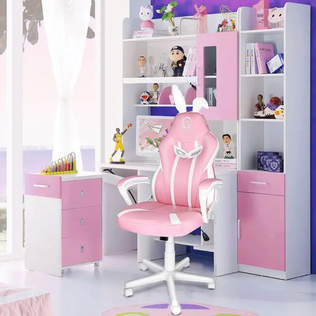 Alt view image 2 of 7 - JOYFLY Pink Gaming Chair, Computer Gaming Chair for Adults Teens Kids Gamer Chair Video Game Chairs, Silla Gamer Ergonomic PC Office Chair with Lumbar SupportPink