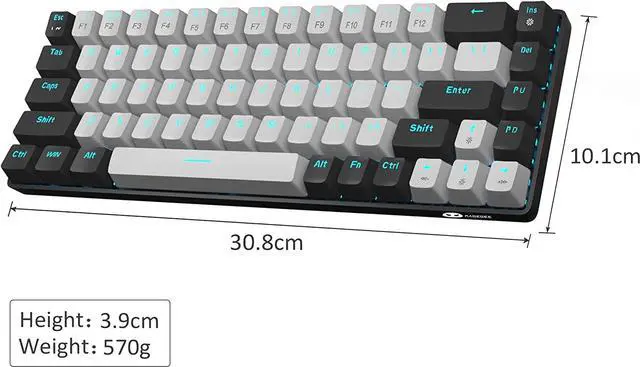 Alt view image 7 of 7 - MageGee Portable 60% Mechanical Gaming Keyboard, MK-Box LED Backlit Compact 68 Keys Mini Wired Office Keyboard with Blue Switch for Windows Laptop PC Mac - Grey/Black