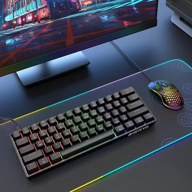 Alt view image 7 of 7 - DIERYA 60% Mechanical Keyboard, DK61se Wired Gaming Keyboard with Brown Switches, LED Backlit Ultra-Compact 61 Keys Mini Office Keyboard for Windows Laptop PC Gamer TypistBlack